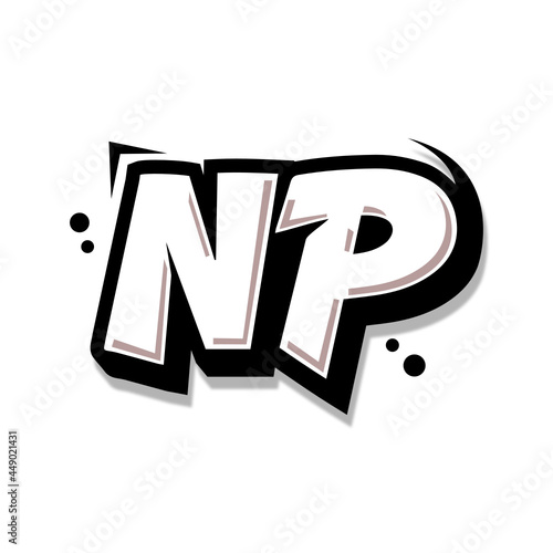 Simple Initial Logo Lettering Cartoon Grafity Black and White NP
