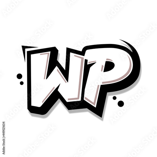Simple Initial Logo Lettering Cartoon Grafity Black and White WP