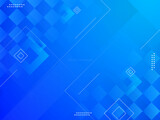 blue gradient background with square shapes and lines