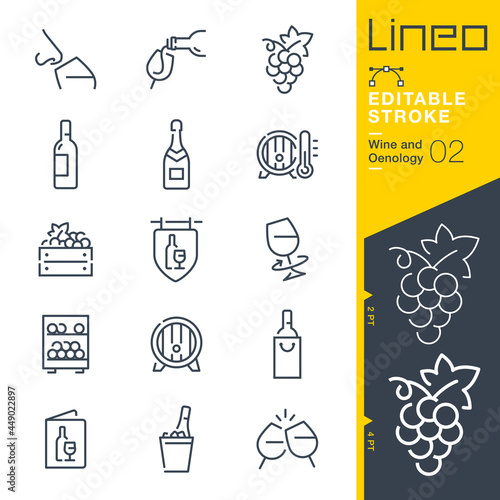 Lineo Editable Stroke - Wine and Oenology line icons