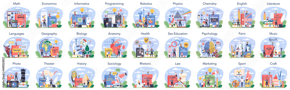Big school subject or educational class set. Big school subject or educational class set.
