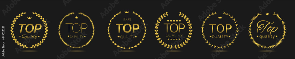 Fototapeta premium Top quality Golden laurel wreath label set