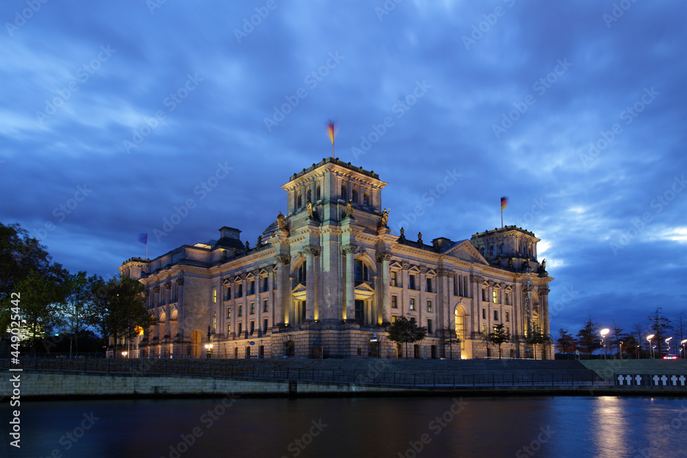 The Reichstag building over the Spree river, Berlin, Germany