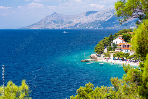 Obraz na płótnie amazing view on adriatic sea on Makarska riviera coast in Bratus in Dalmatia in Croatia w salonie