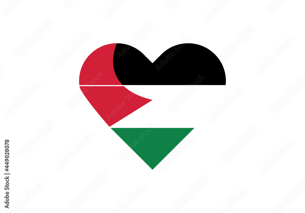 Palestine Flag in Our Heart. Design Vector Icon Illustration. Palestine Flag in Our Heart. Design Vector Icon Illustration.