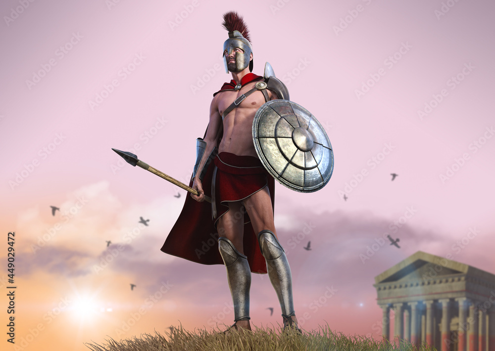 Naklejka premium Heroic Spartan warrior with body armor