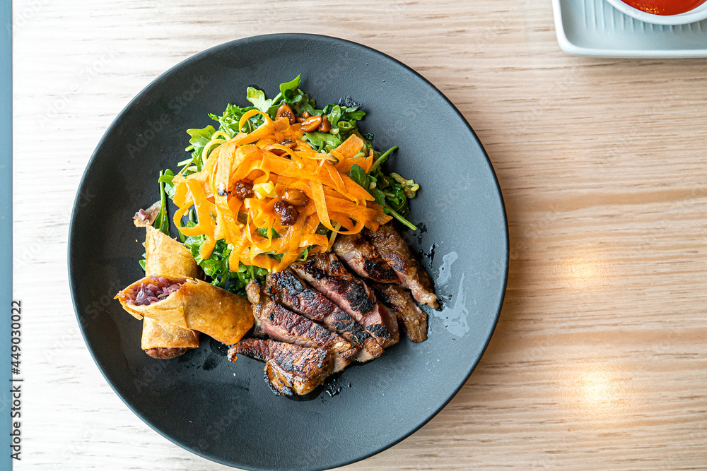 Grilled New York Steak Salad - Top Angle Grilled New York Steak Salad - Top Angle