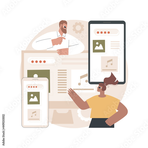 Responsive web design abstract concept vector illustration. Website frontend development, all screens UI and UX, web page mobile version, flexible grid and layout, CSS media query abstract metaphor.
