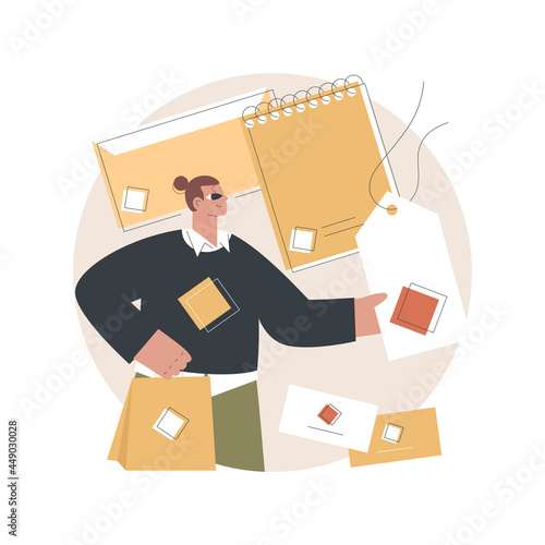 Packaging design abstract concept vector illustration. Eye-catching product, customer experience, designing process, brand guidelines and logo, product representation, rebranding abstract metaphor.