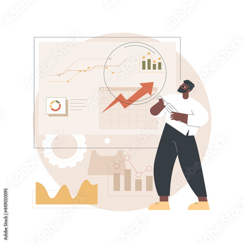 Business analysis abstract concept vector illustration. Identify business needs, determine solutions, writing project and software requirements, SWOT Analysis, process modelling abstract metaphor.