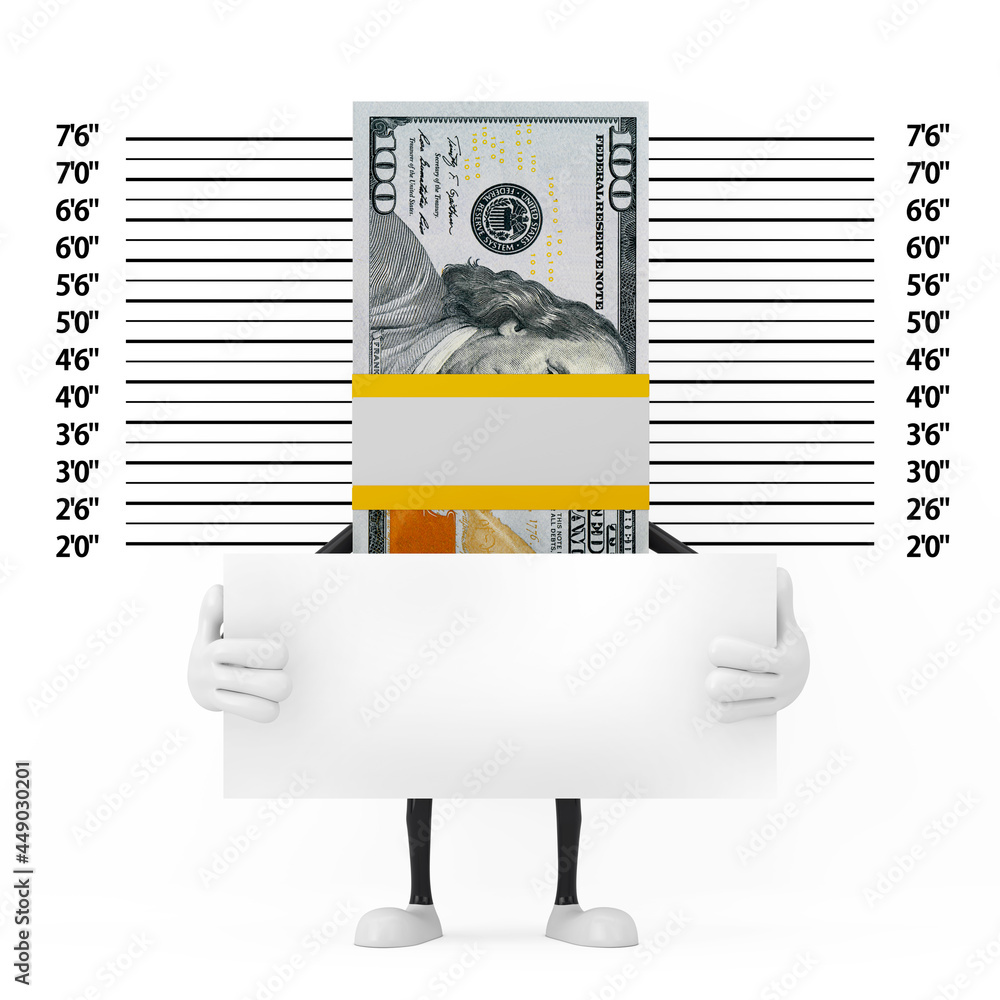 Stack of One Hundred Dollar Bills Person Character Mascot with ...
