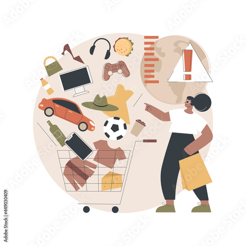 Overconsumption abstract concept vector illustration. Consumption society, natural resources overconsumption consequences, food overproduction, overpopulation problem abstract metaphor. photo