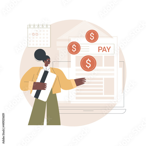 Pay a balance owed abstract concept vector illustration. Making credit payment, pay owed money to a bank, irs balance due, debt consolidation and management, taxpayer bill abstract metaphor.