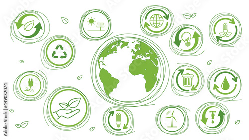 Sustainable development, World Environmental and Ecology friendly concept, Vector illustration