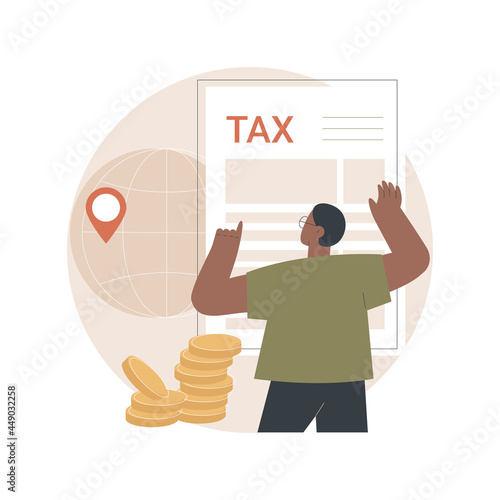 International and non-resident taxes abstract concept vector illustration. Non-resident corporation income tax, international business liability, resident alien taxation abstract metaphor.
