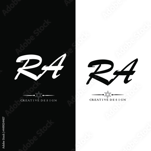 RA.RA letter logo.creative letter logo design.Two letter logo.letter logo in illustrator.black and white background.