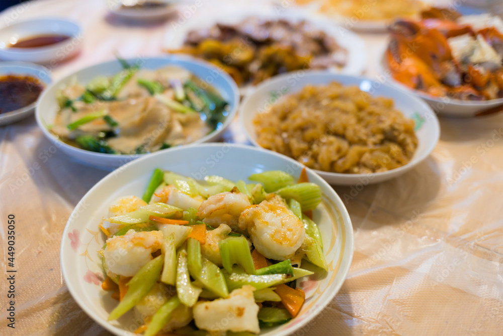 Homemade dinner with Hong Kong style dishes Homemade dinner with Hong Kong style dishes
