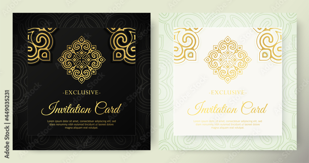 mandala style luxury white and black invitation card