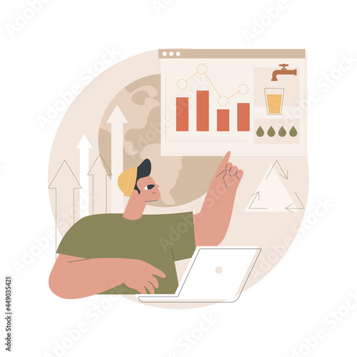 Water consumption abstract concept vector illustration. Water overconsumption, daily intake calculation, environmental information, consumption per household, industrial use abstract metaphor.