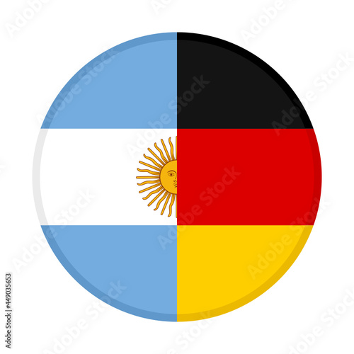 round icon with argentina and germany flags, isolated on white background. vector illustration	
