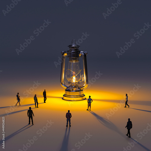 Sticker huge kerosene lamp with flame