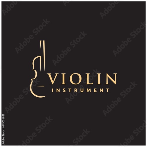Obraz na plátně Violin viola fiddle cello instrument gold logo design