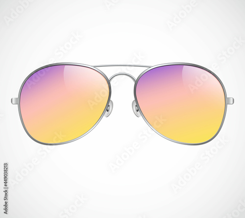 Aviator Sunglasses Illustration Background. Sunset. Police isolated sunglasses.