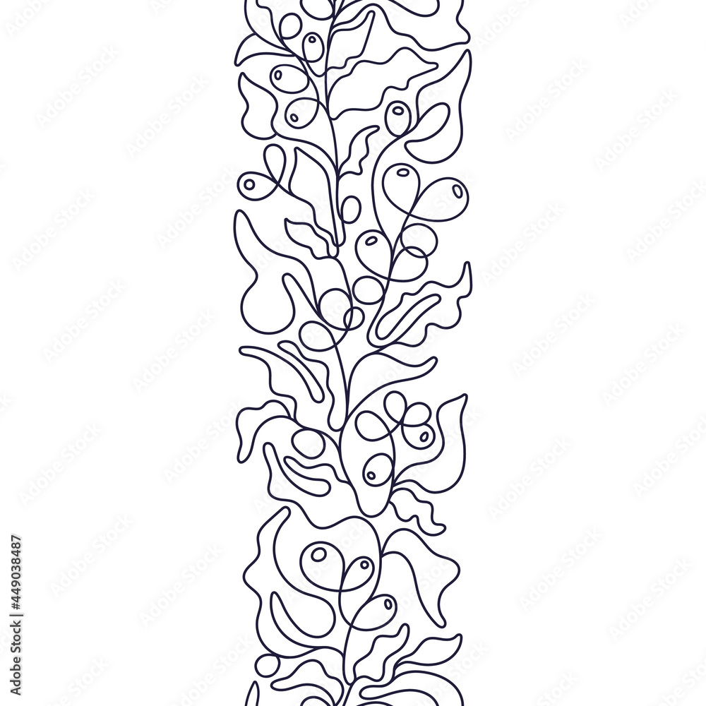 Coffee, berry seamless pattern. Art mono line Coffee, berry seamless pattern. Art mono line