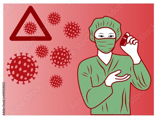 Vector illustration of delta variant corona virus.