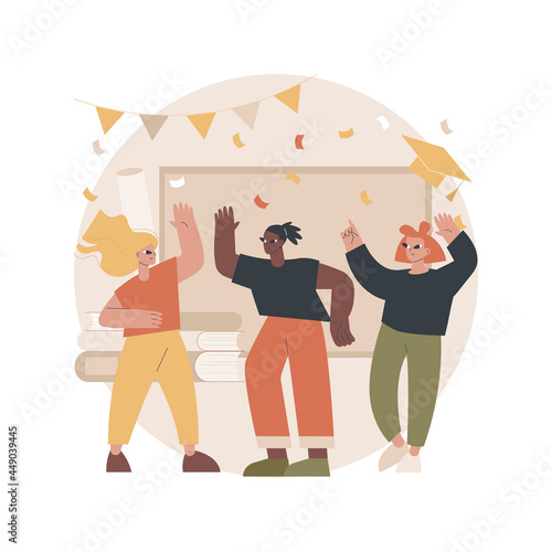 School celebration party abstract concept vector illustration. Back-to-school celebration idea, graduation party, event planning, end of year ball invitation and decoration abstract metaphor.
