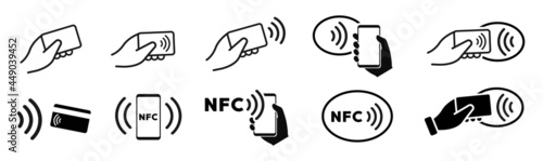 NFC concept icon set. Contactless payment