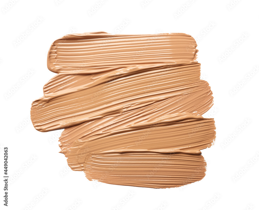 Sample of liquid skin foundation on white background, top view Sample of liquid skin foundation on white background, top view