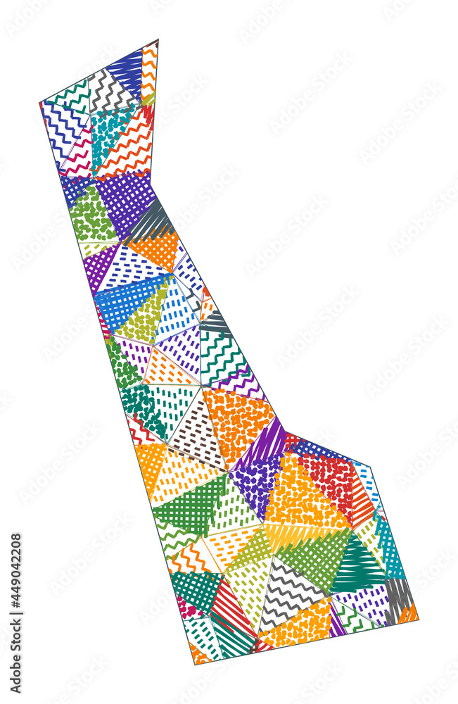Kid-style map of Delaware. Hand-drawn polygons in the shape of Delaware. Vector illustration. Kid-style map of Delaware. Hand-drawn polygons in the shape of Delaware. Vector illustration.