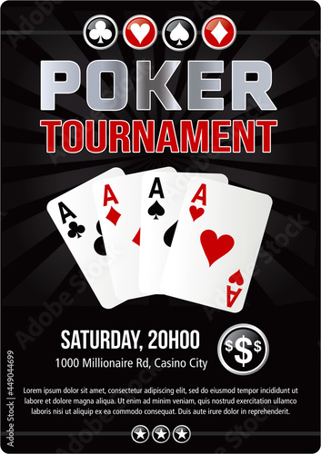 Poker tournament night event invitation poster design in vector