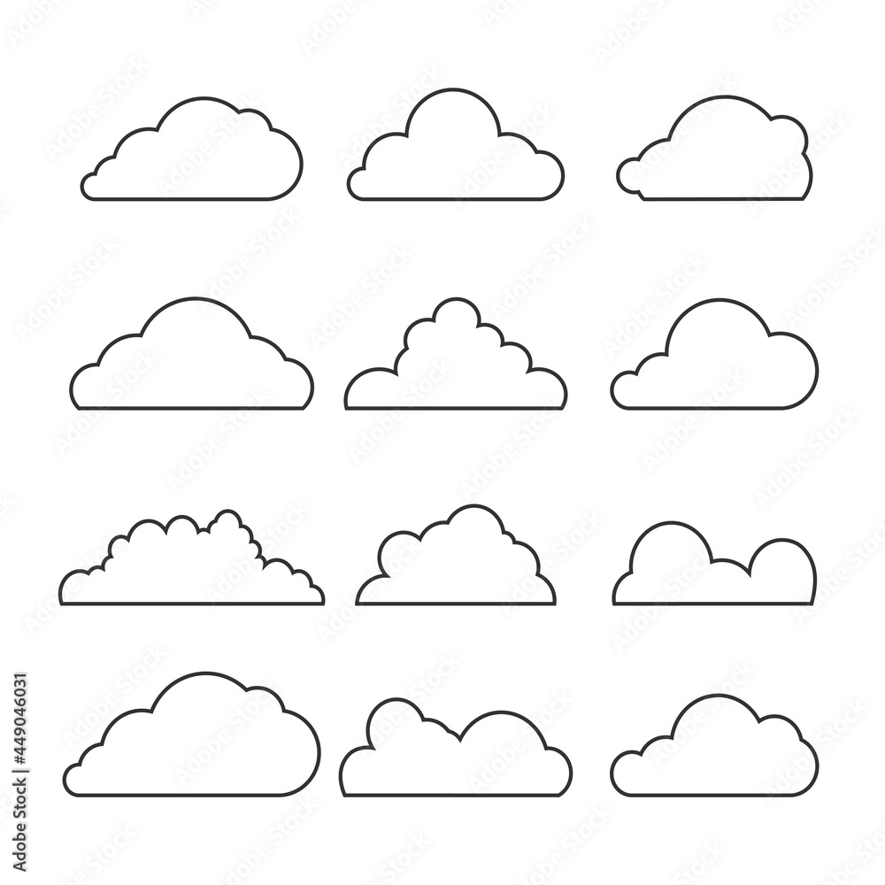 Big Cloud Flat four color minimal icon set. Vector Big Cloud Flat four color minimal icon set. Vector