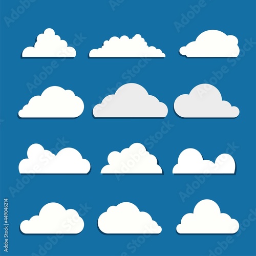 Big Cloud Flat two colour minimal icon set. Vector