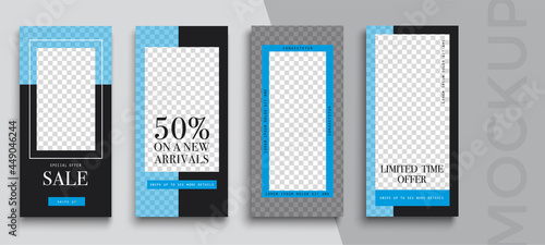 Trendy editable Instagram Stories template. Design for social media. Sale	
