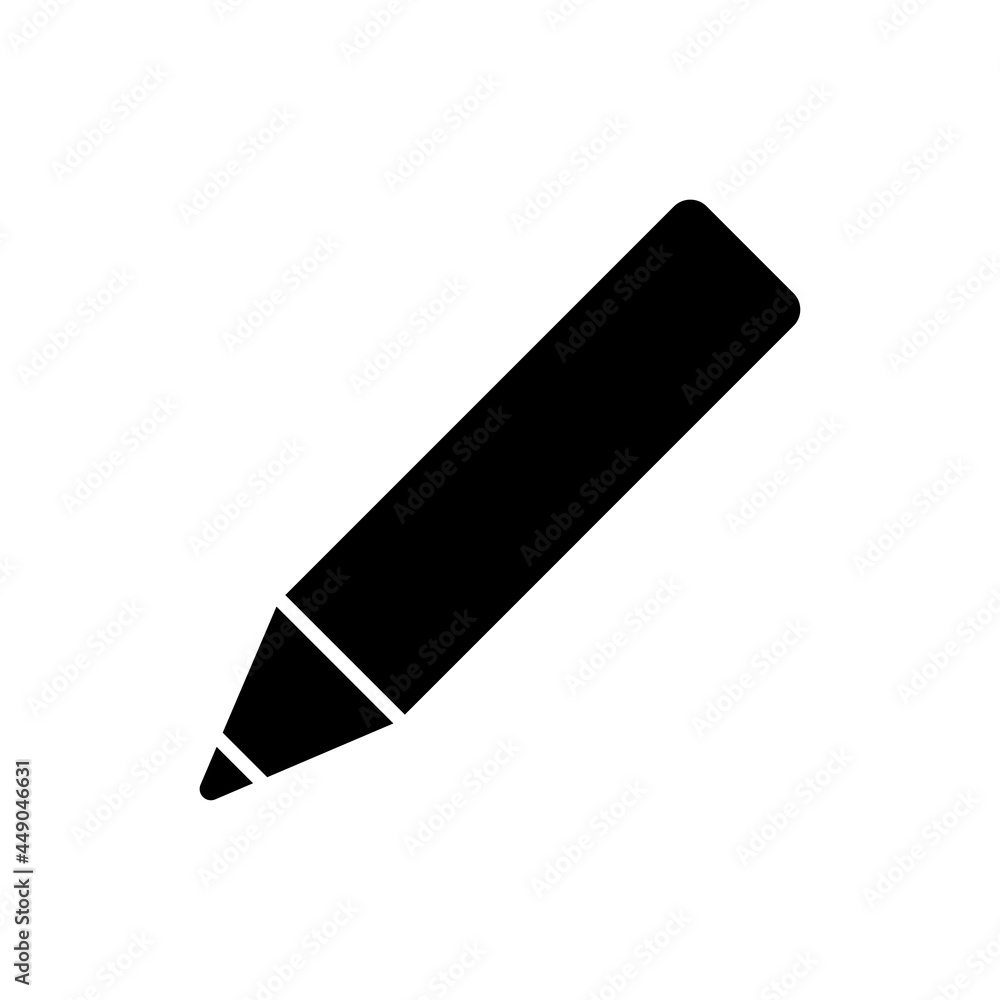 Pencil icon. Black silhouette. Side view. Vector simple flat graphic illustration. The isolated object on a white background. Isolate. Pencil icon. Black silhouette. Side view. Vector simple flat graphic illustration. The isolated object on a white background. Isolate.