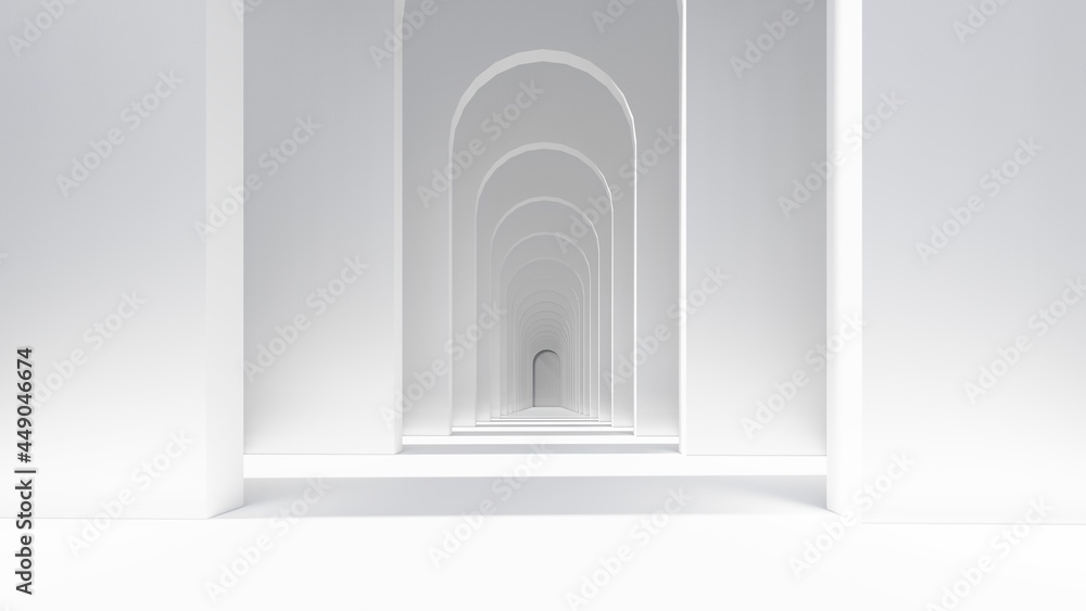 Fototapeta premium Architecture interior background empty arched pass 3d render