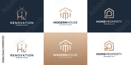 Set of building house logo design template with simple concept