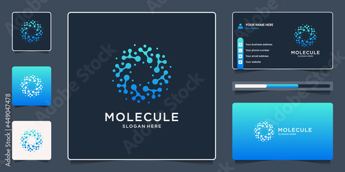 Abstract molecule with circle shape logo design and business card design