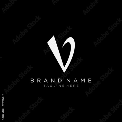 Initial letter VB square logo design template. Black background.