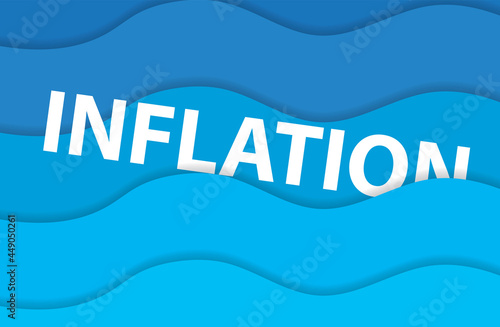 inflation concept, word floating in sea waves- vector illustration