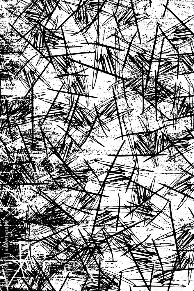 Grunge black and white texture in scratches. Monochrome abstract background