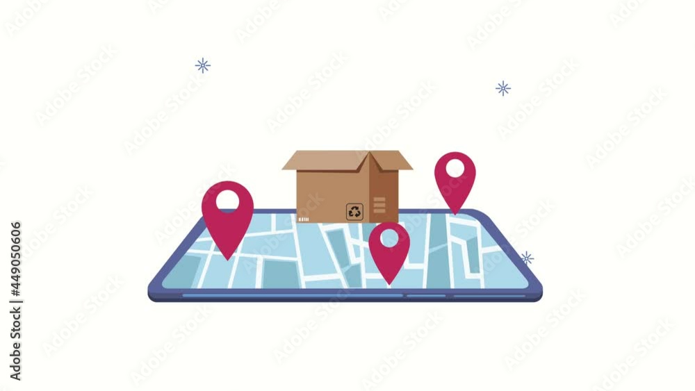 logistic service animation with box in smartphone logistic service animation with box in smartphone