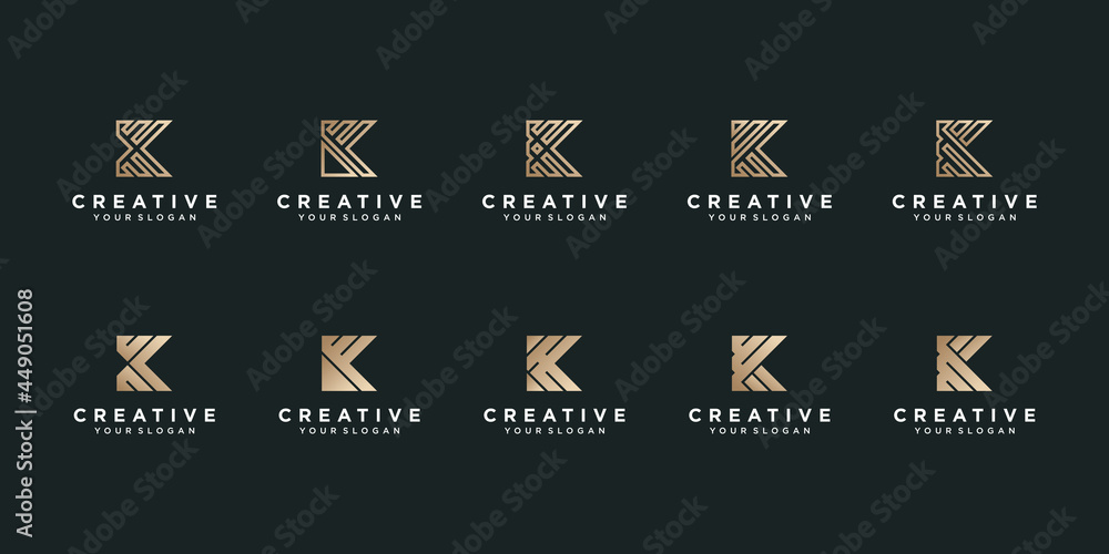 Set of creative letter K logo collection for business company Premium Vector