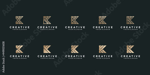 Set of creative letter K logo collection for business company Premium Vector