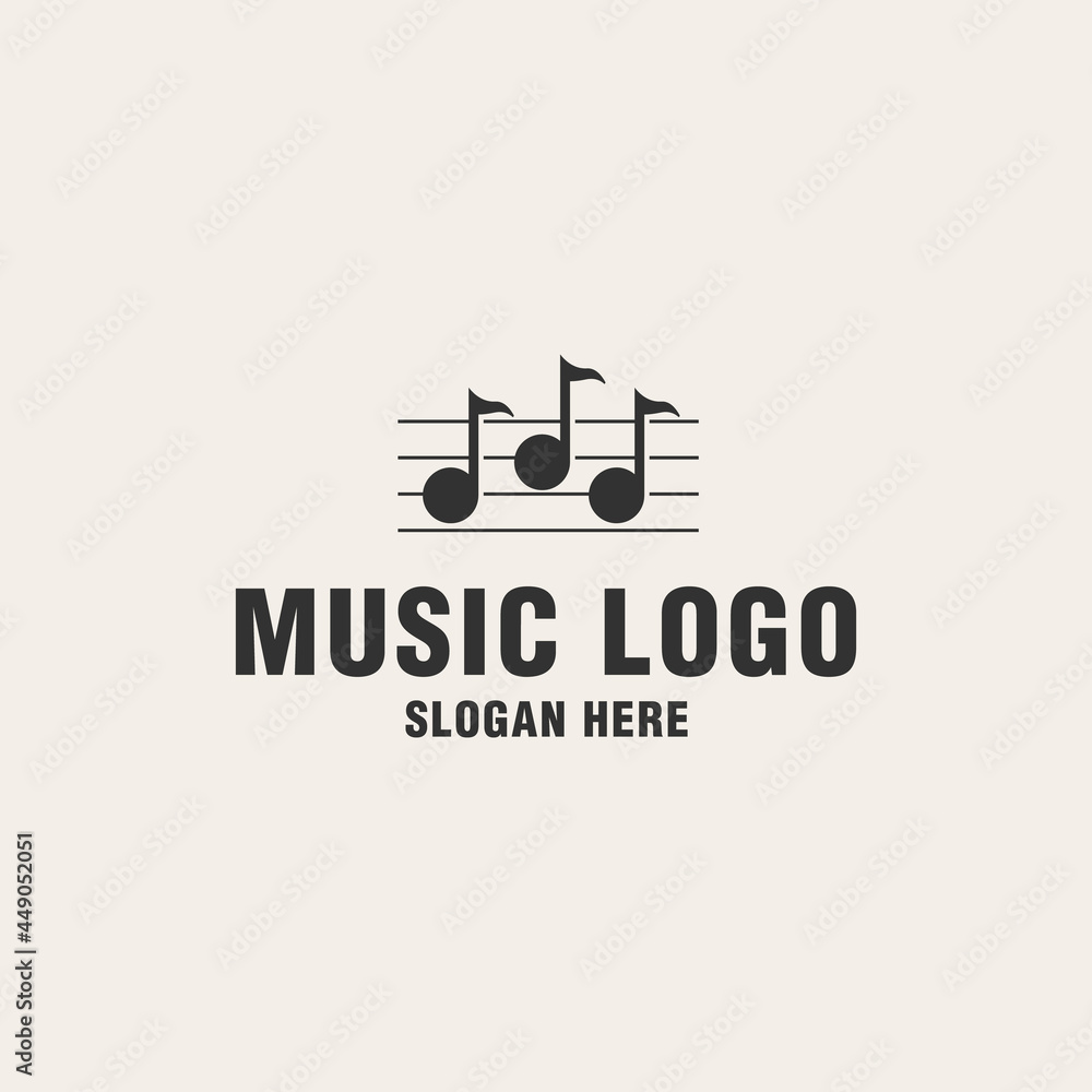 Music logo template on monogram style Music logo template on monogram style