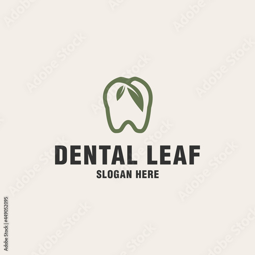 Dental leaf logo template on monogram style