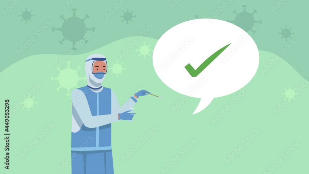 covid19 particles with doctor practicing test covid19 particles with doctor practicing test